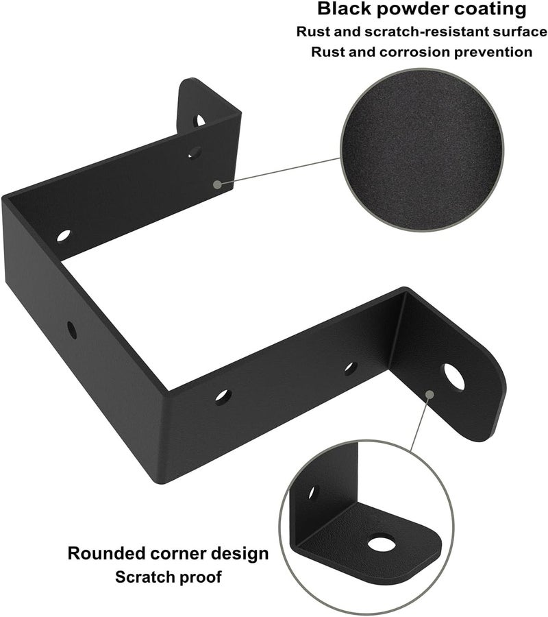 Wpbhk 4pcs Strap Post Ties Brackets, Square Tube Strap Clamp,U-Shaped Pipe Clamp Bracket, Black Square Tube Buckle for 4x4 Deck Fence Post Tie Bracket - Image 3